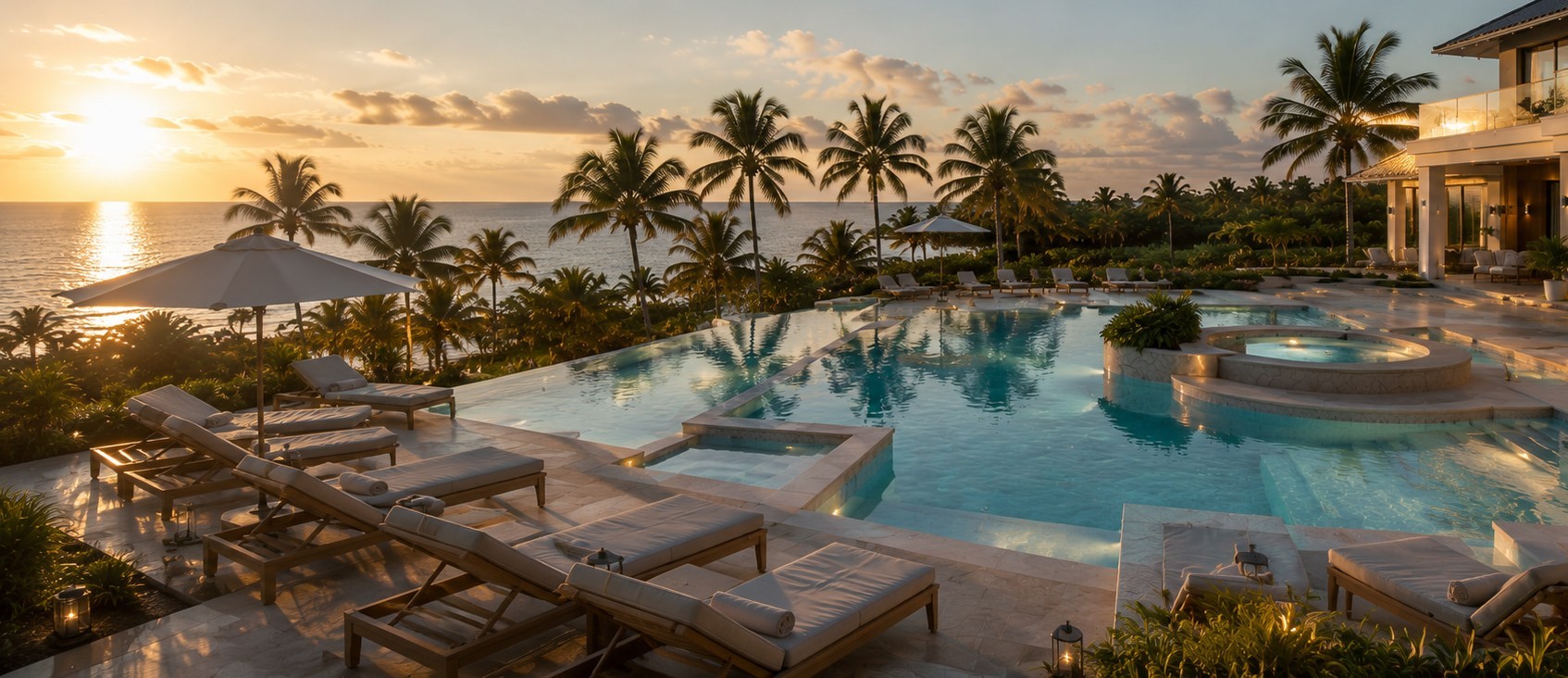 Pool terrace of a private Atlantic coastal residence