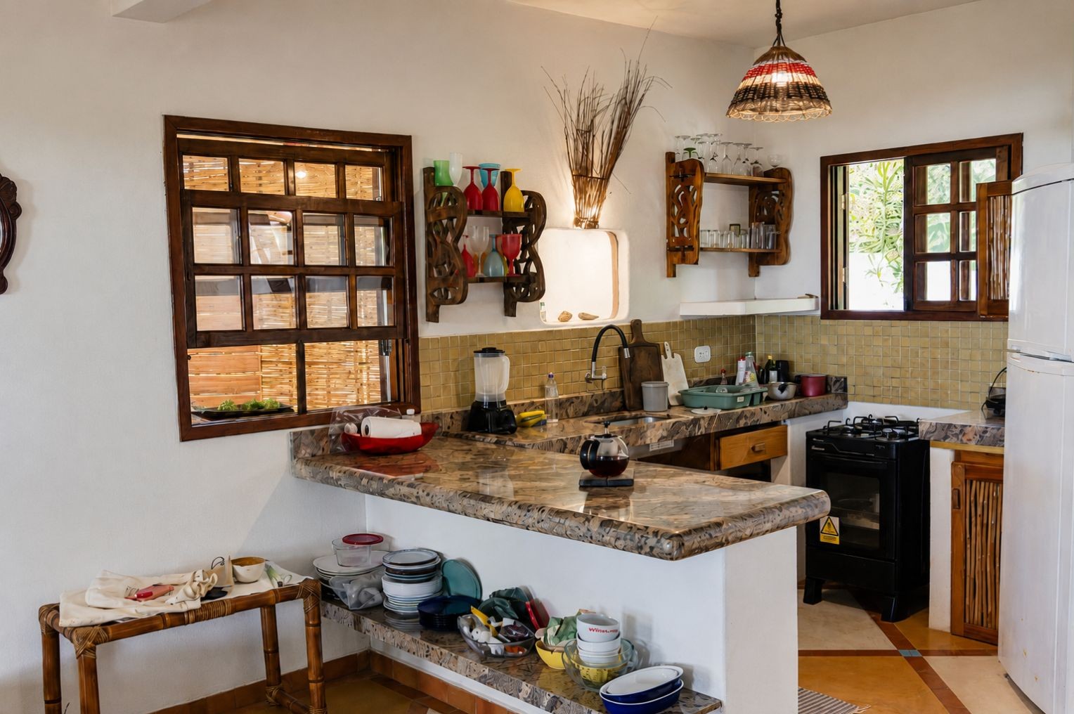 Open-plan kitchen in the beach house