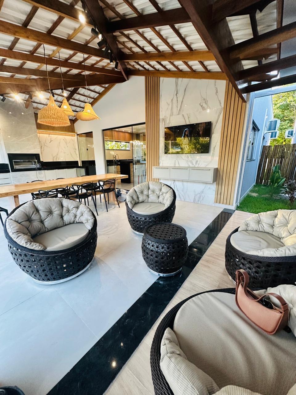 Outdoor living area at Casa Michaela with pool